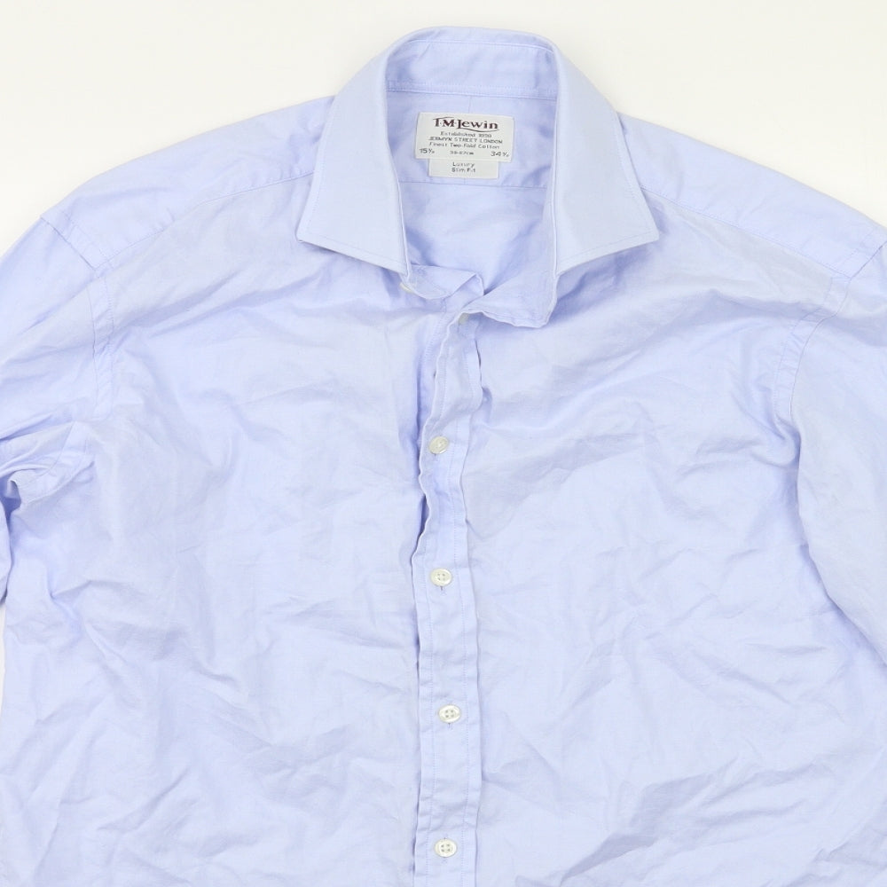 T.M.Lewin Mens Blue    Dress Shirt Size 15