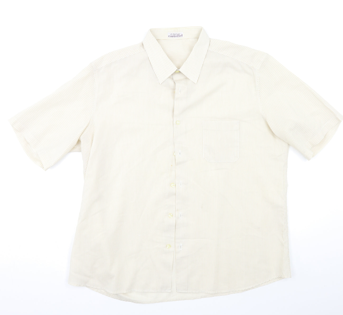 La Boutique Cortefiel Mens Beige Striped   Button-Up Size XL