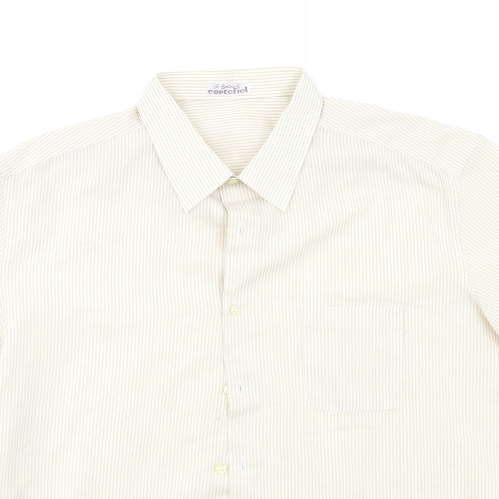 La Boutique Cortefiel Mens Beige Striped   Button-Up Size XL