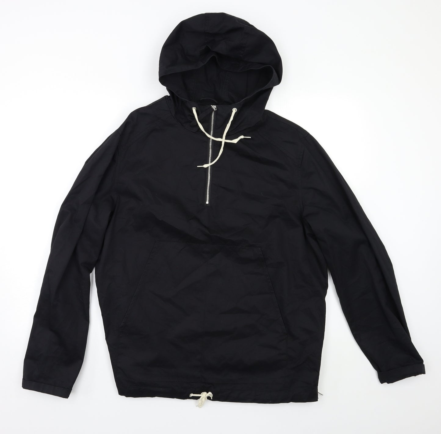 River Island Mens Black   Henley Hoodie Size M