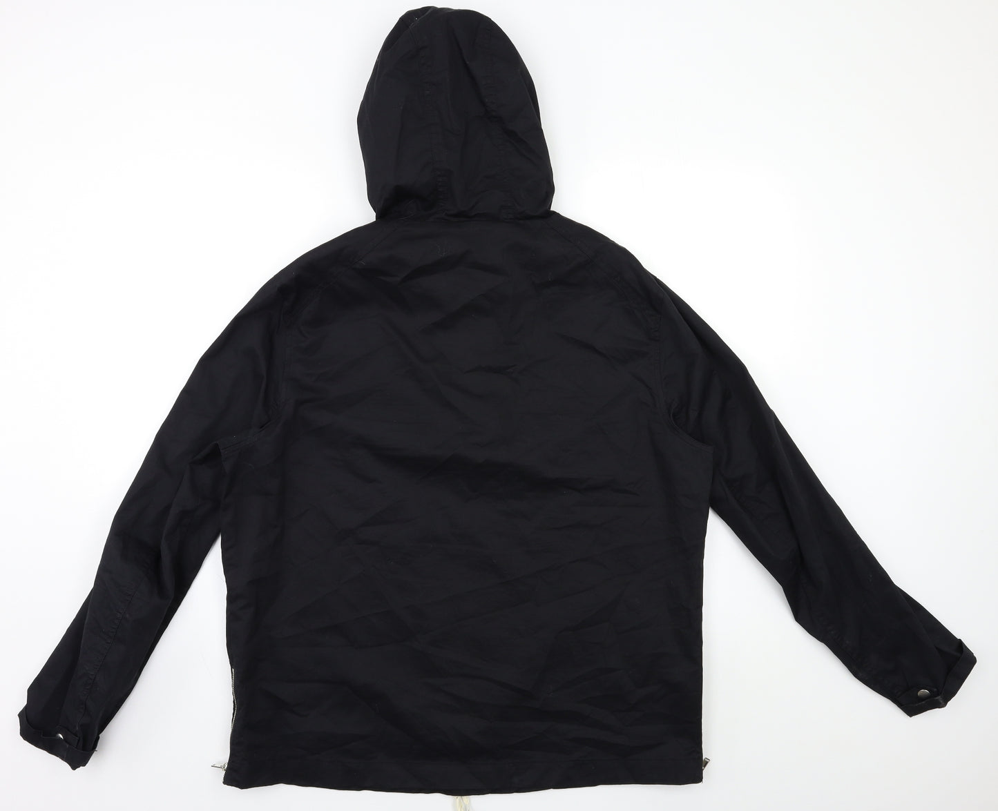 River Island Mens Black   Henley Hoodie Size M