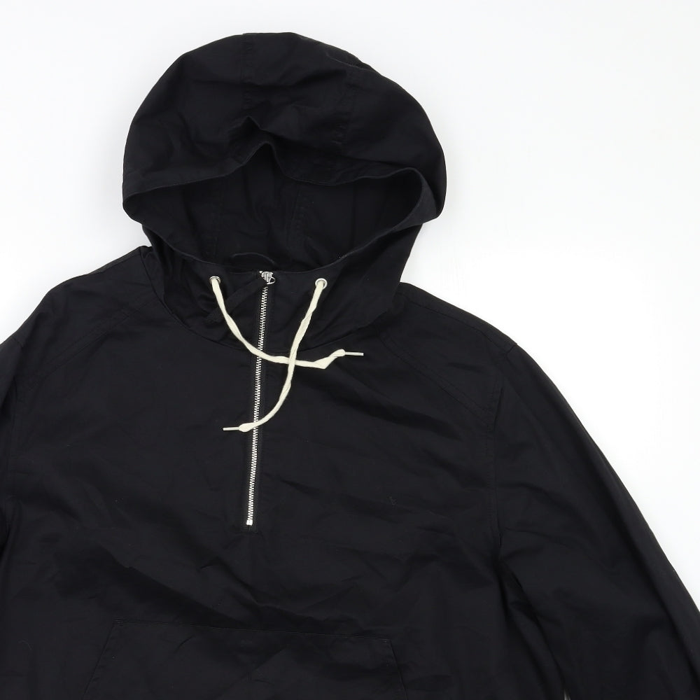 River Island Mens Black   Henley Hoodie Size M