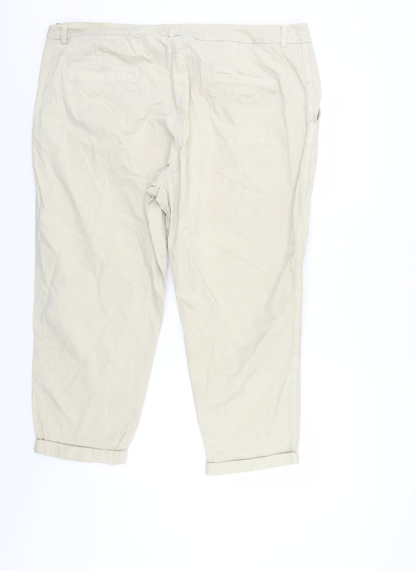 M&S Womens Ivory   Cropped Trousers Size 20 L24 in