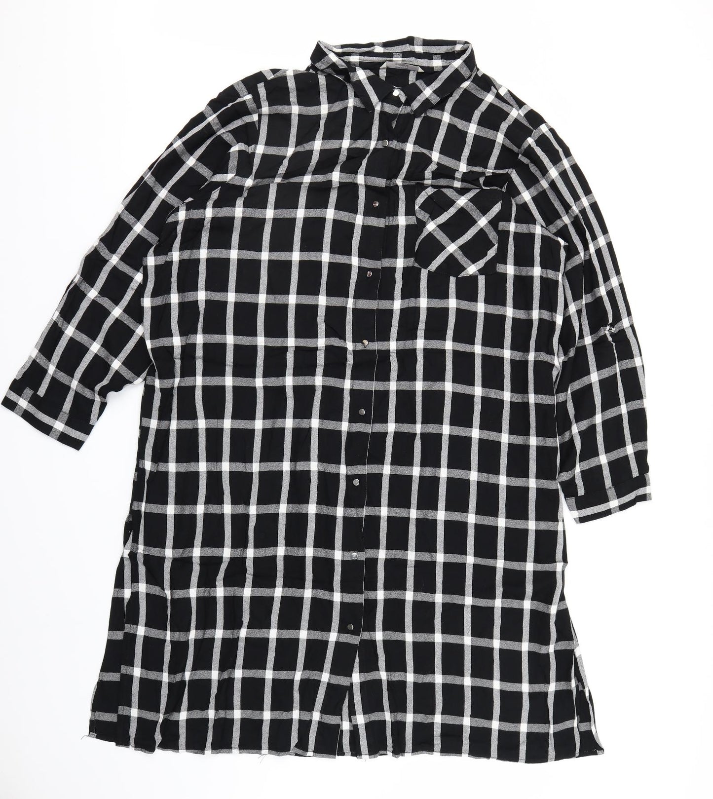 George Womens Black Check Flannel T-Shirt Dress  Size 24