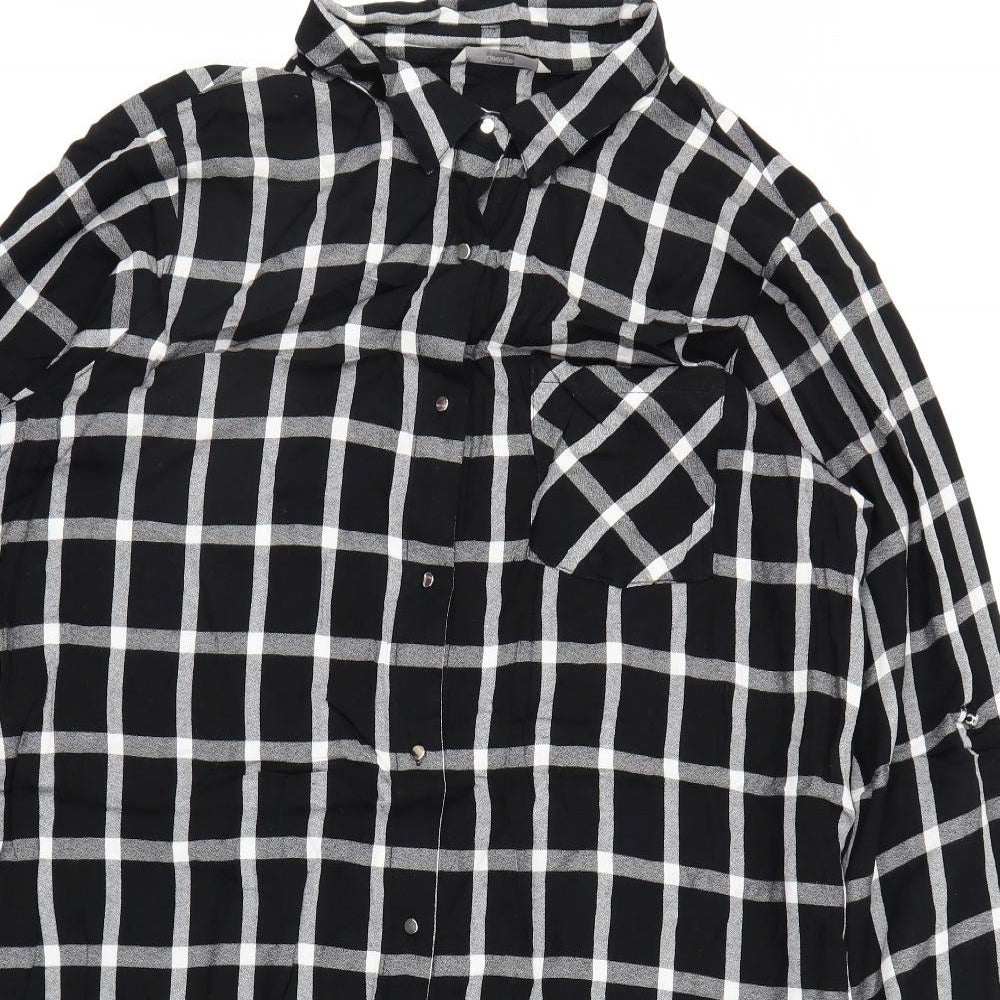 George Womens Black Check Flannel T-Shirt Dress  Size 24