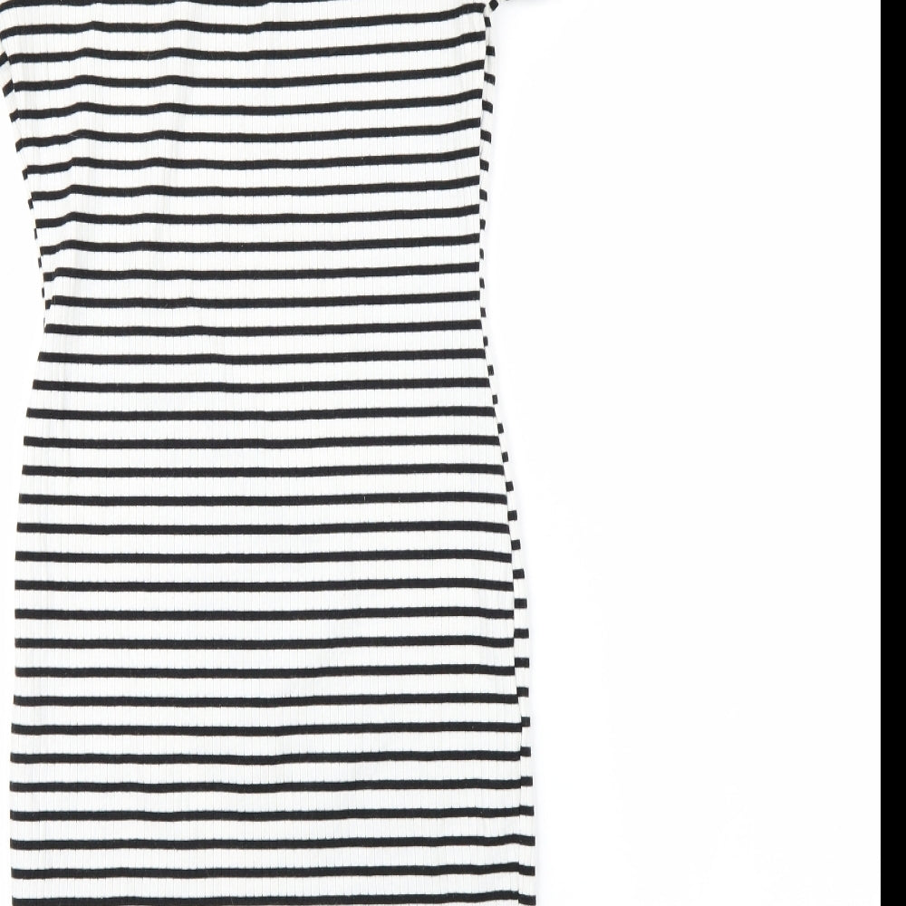 Primark Womens White Striped  Pencil Dress  Size 6