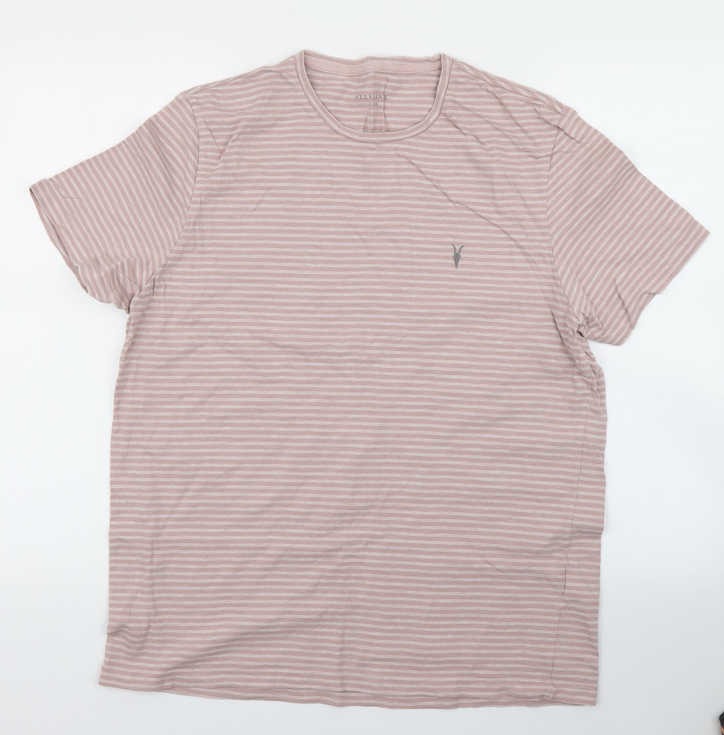 AllSaints Mens Pink Striped   T-Shirt Size XL