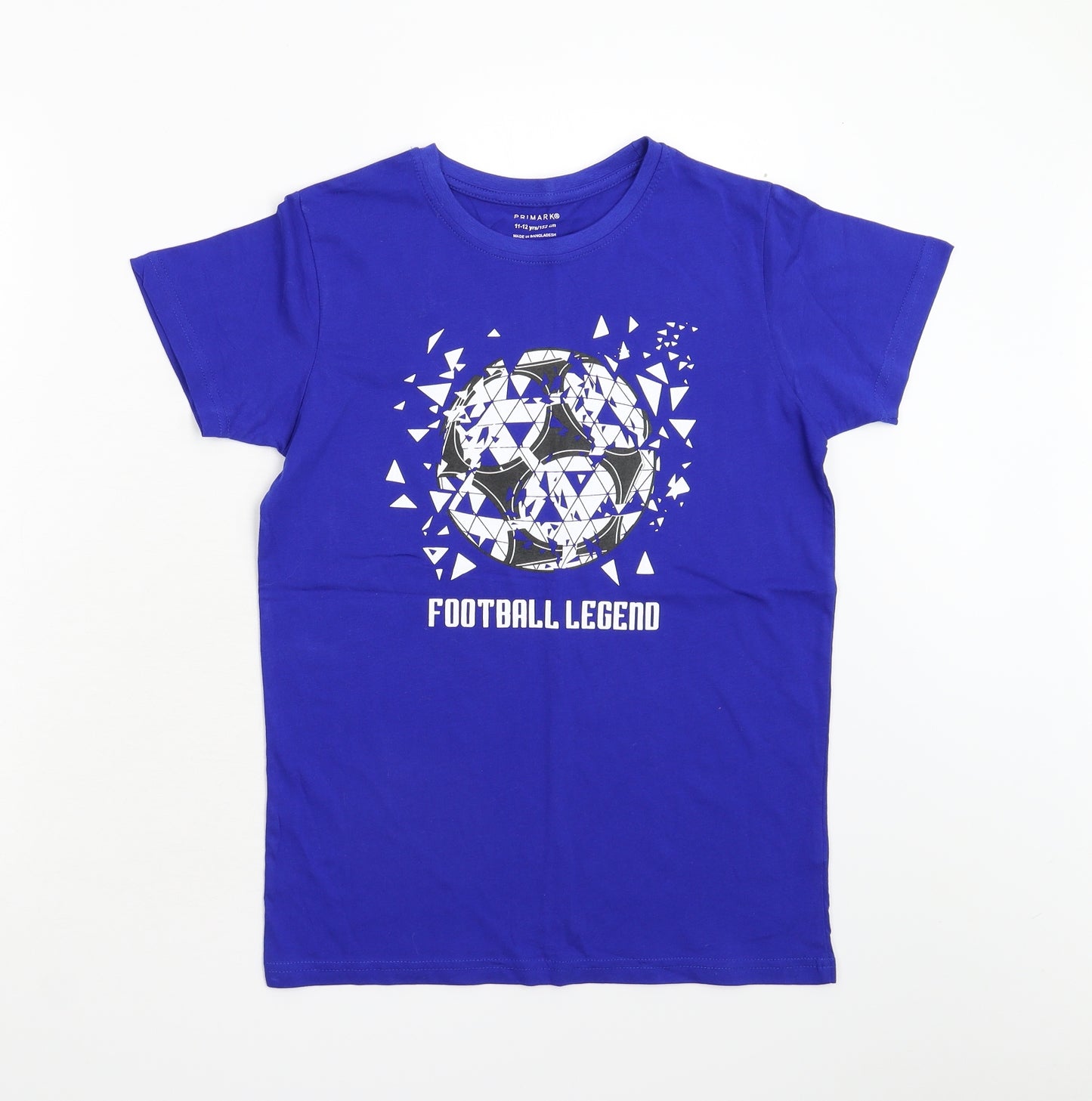 Primark Boys Blue   Basic T-Shirt Size 11-12 Years  - Football