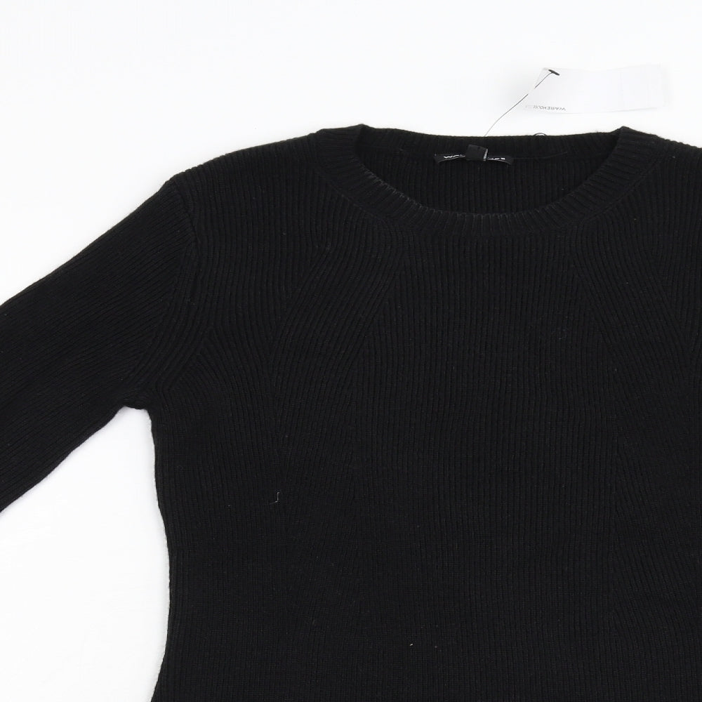 Warehouse Womens Black  Knit Pullover Jumper Size 10
