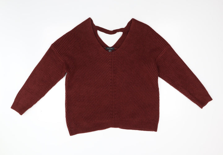 New Look Womens Orange Knit Pullover Jumper Size M