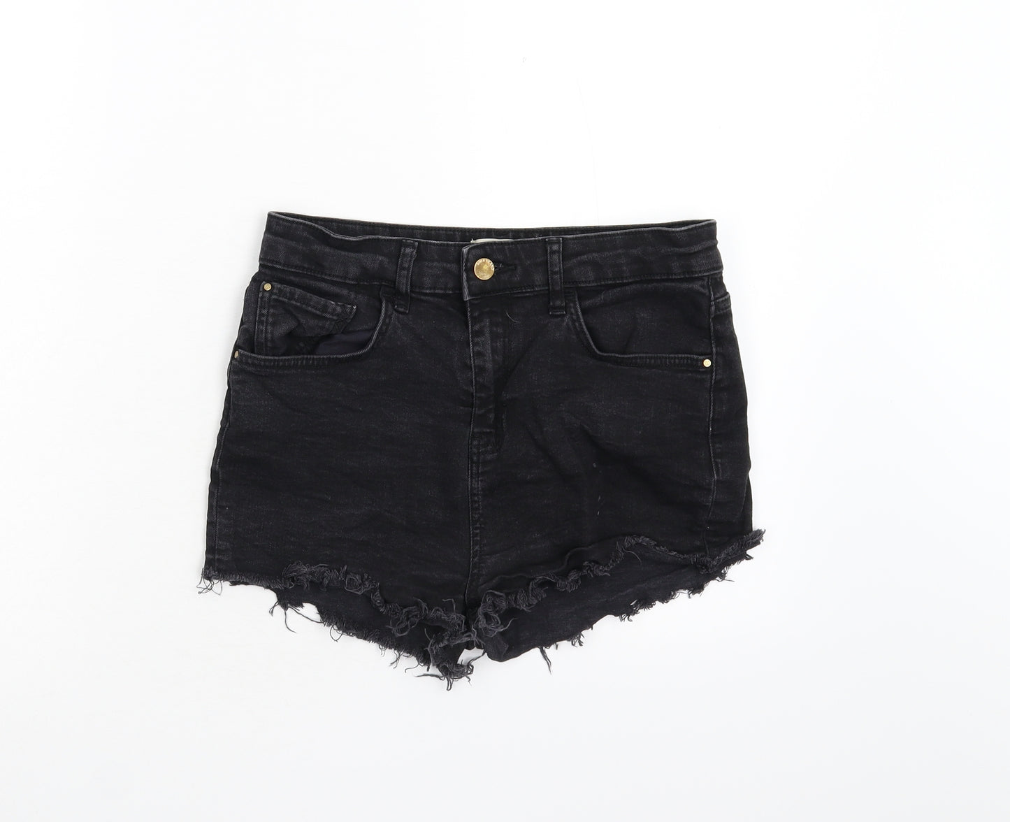 River Island Womens Black  Denim Cut-Off Shorts Size 12