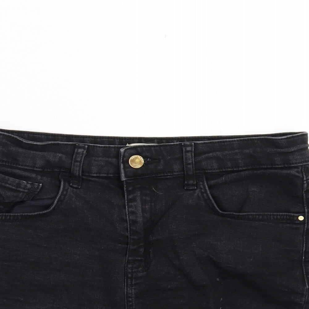 River Island Womens Black  Denim Cut-Off Shorts Size 12
