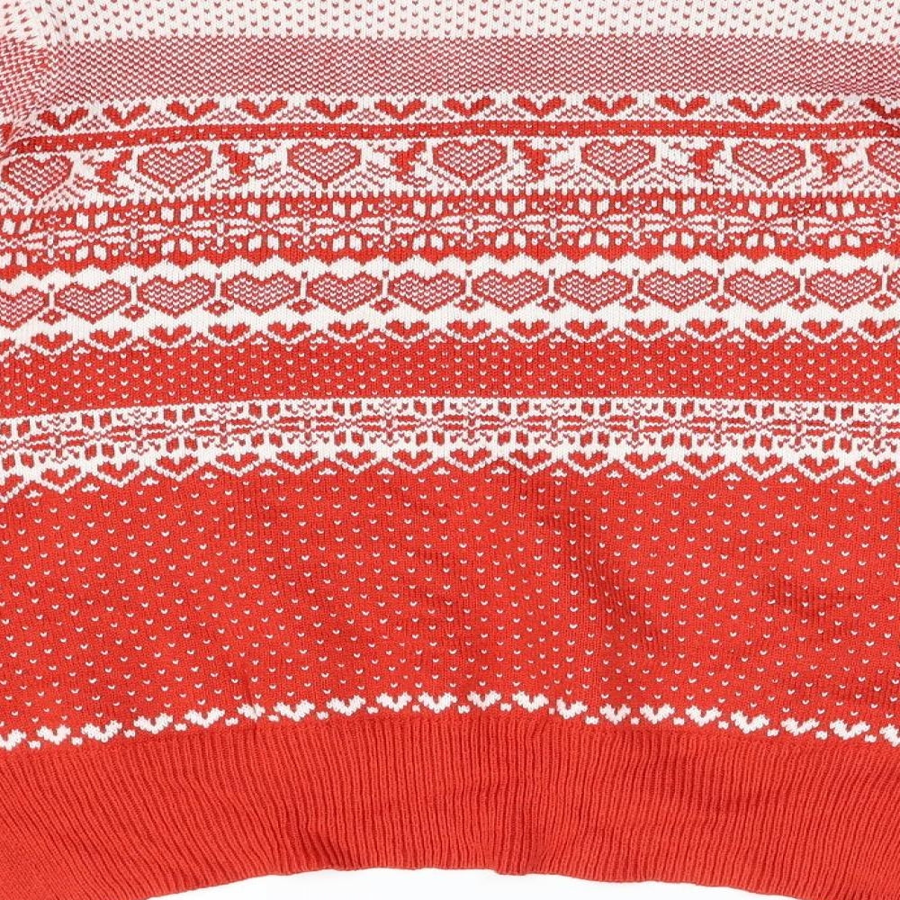 TU Womens Red Geometric  Pullover Jumper Size 16