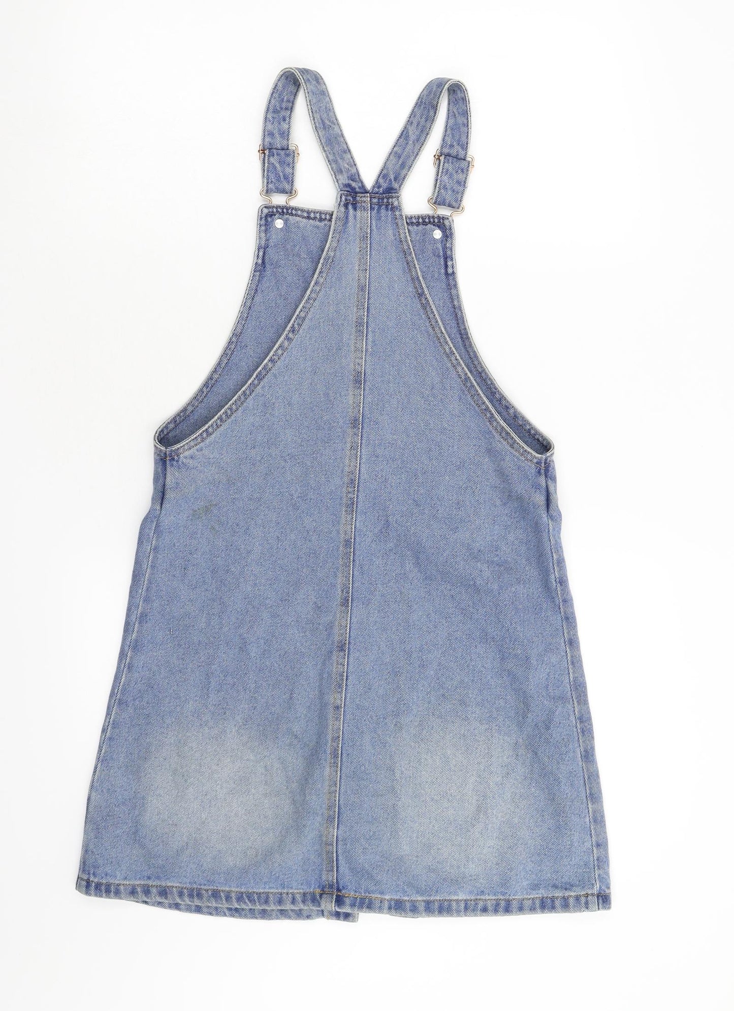 F&F Girls Blue  Denim Pinafore/Dungaree Dress  Size 13-14 Years