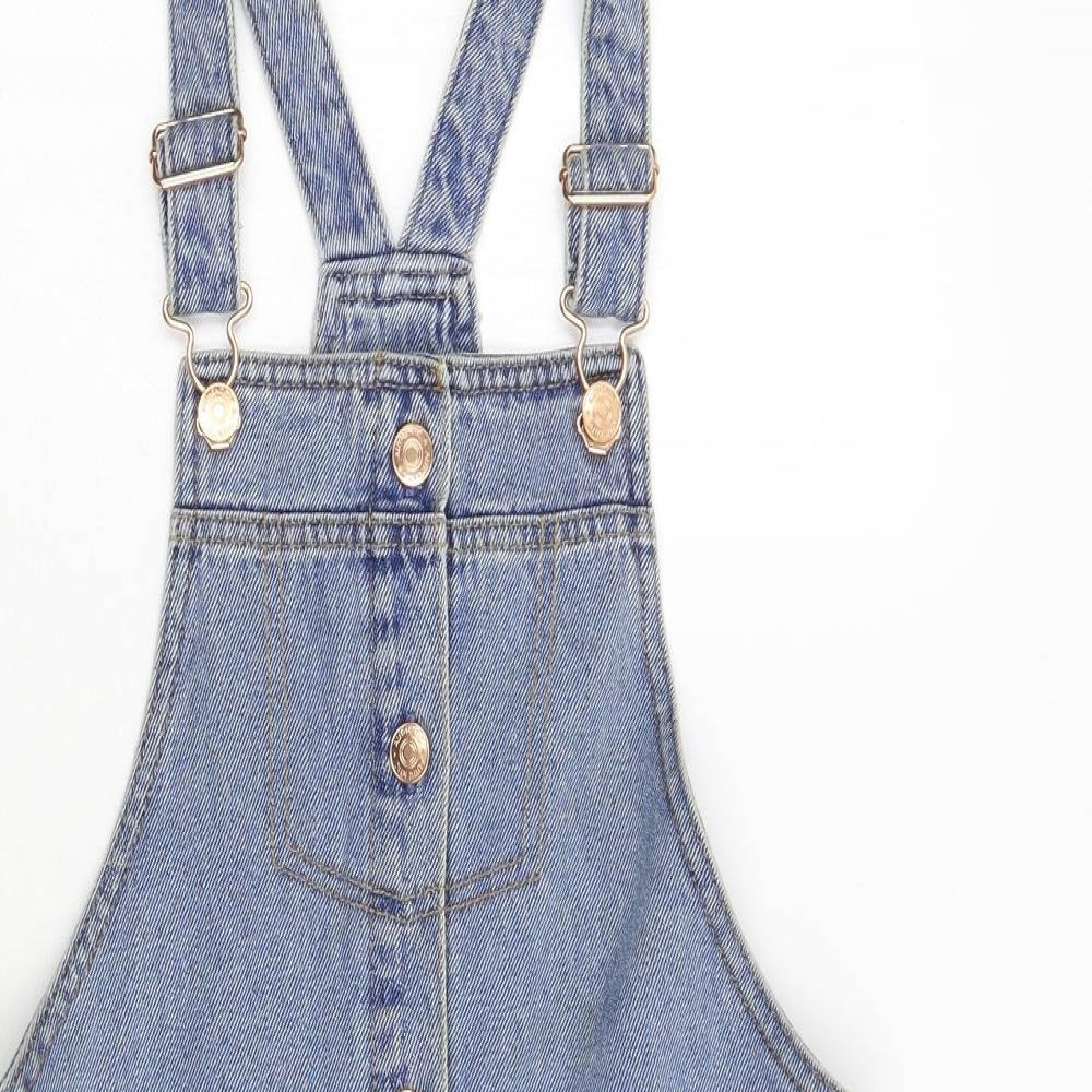 F&F Girls Blue  Denim Pinafore/Dungaree Dress  Size 13-14 Years