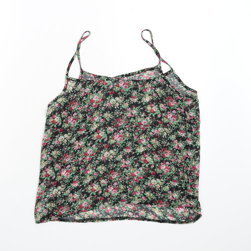New Look Womens Black Floral  Basic Tank Size 10