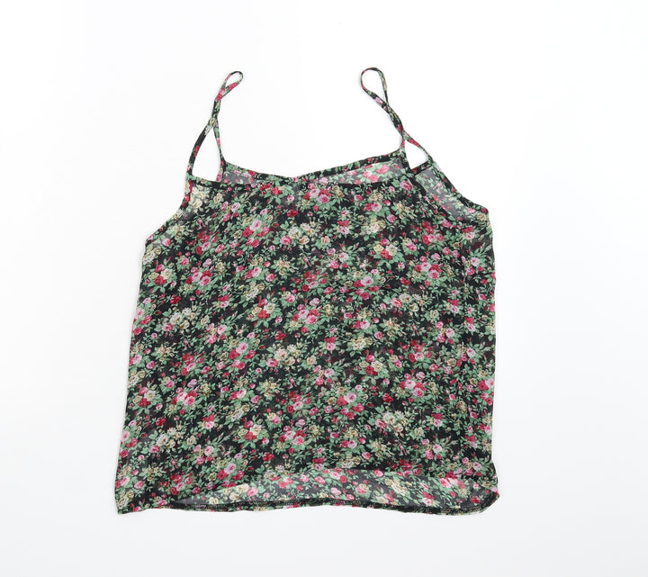 New Look Womens Black Floral  Basic Tank Size 10