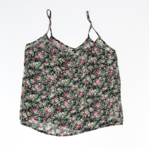 New Look Womens Black Floral  Basic Tank Size 10