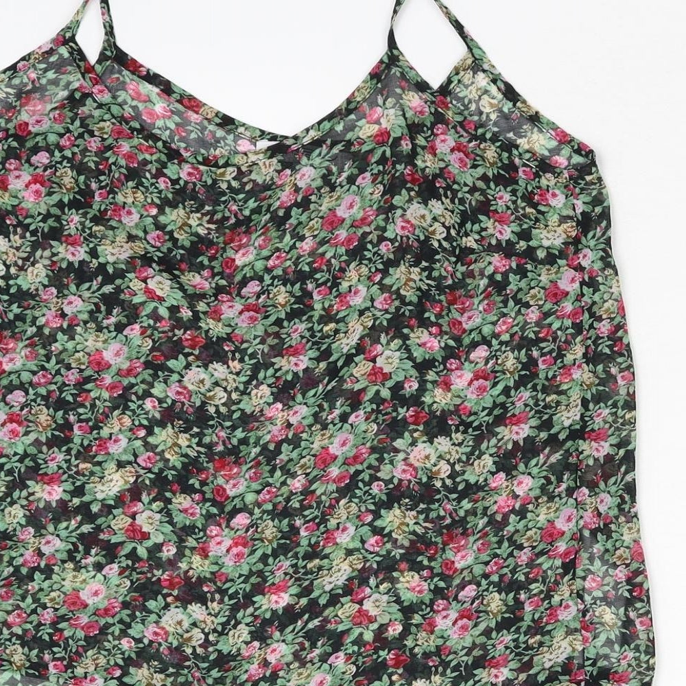 New Look Womens Black Floral  Basic Tank Size 10