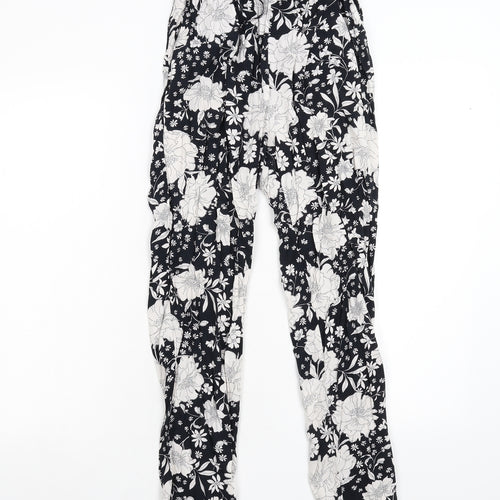 F&F Womens Black Floral  Trousers  Size 8 L26 in