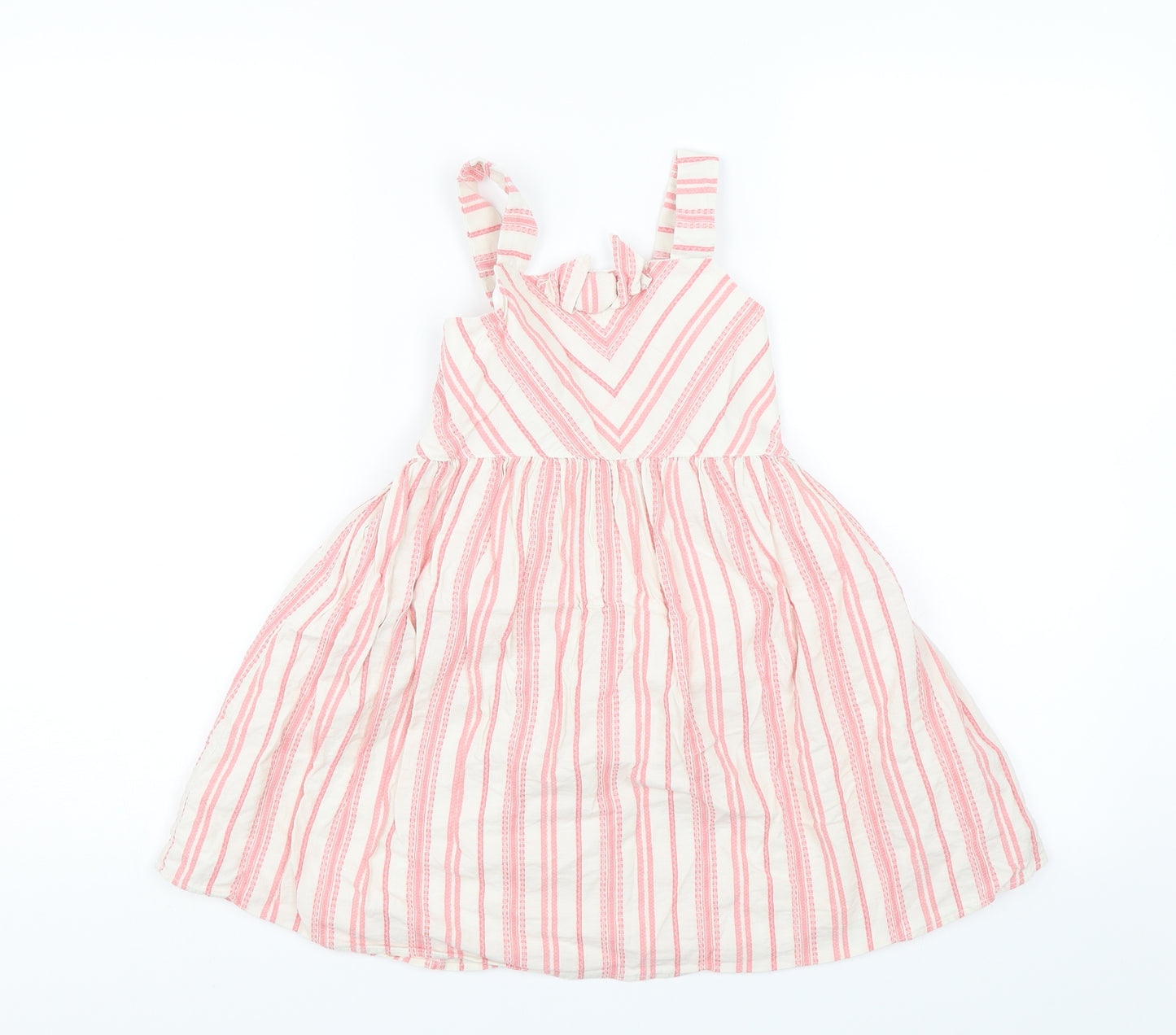 F&F Girls Pink Striped  Shift  Size 6-7 Years