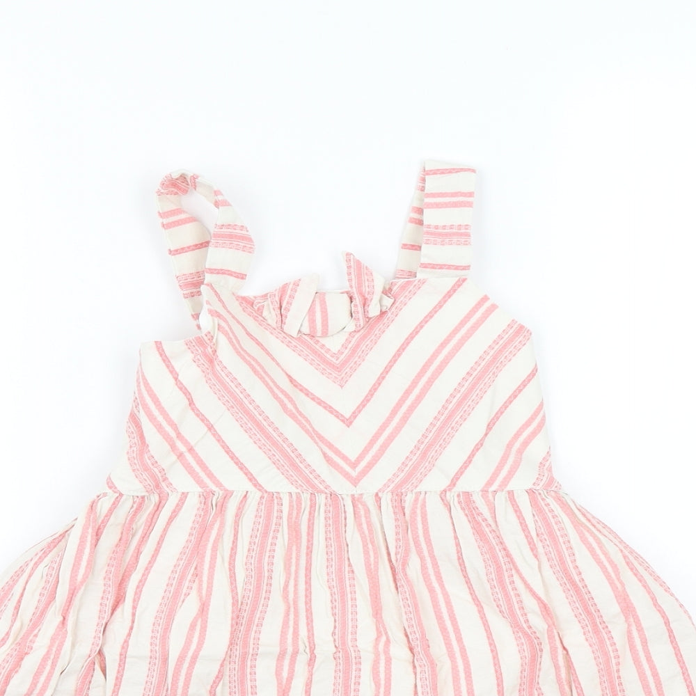 F&F Girls Pink Striped  Shift  Size 6-7 Years