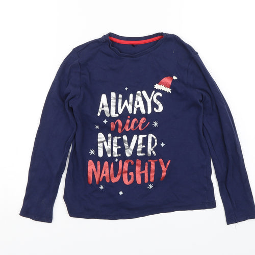 George Boys Blue   Basic T-Shirt Size 7-8 Years  - Always nice never naughty