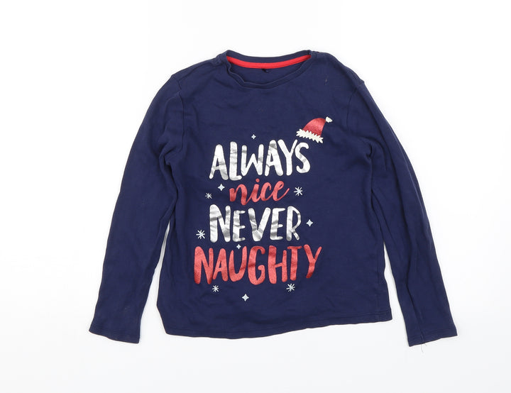 George Boys Blue   Basic T-Shirt Size 7-8 Years  - Always nice never naughty