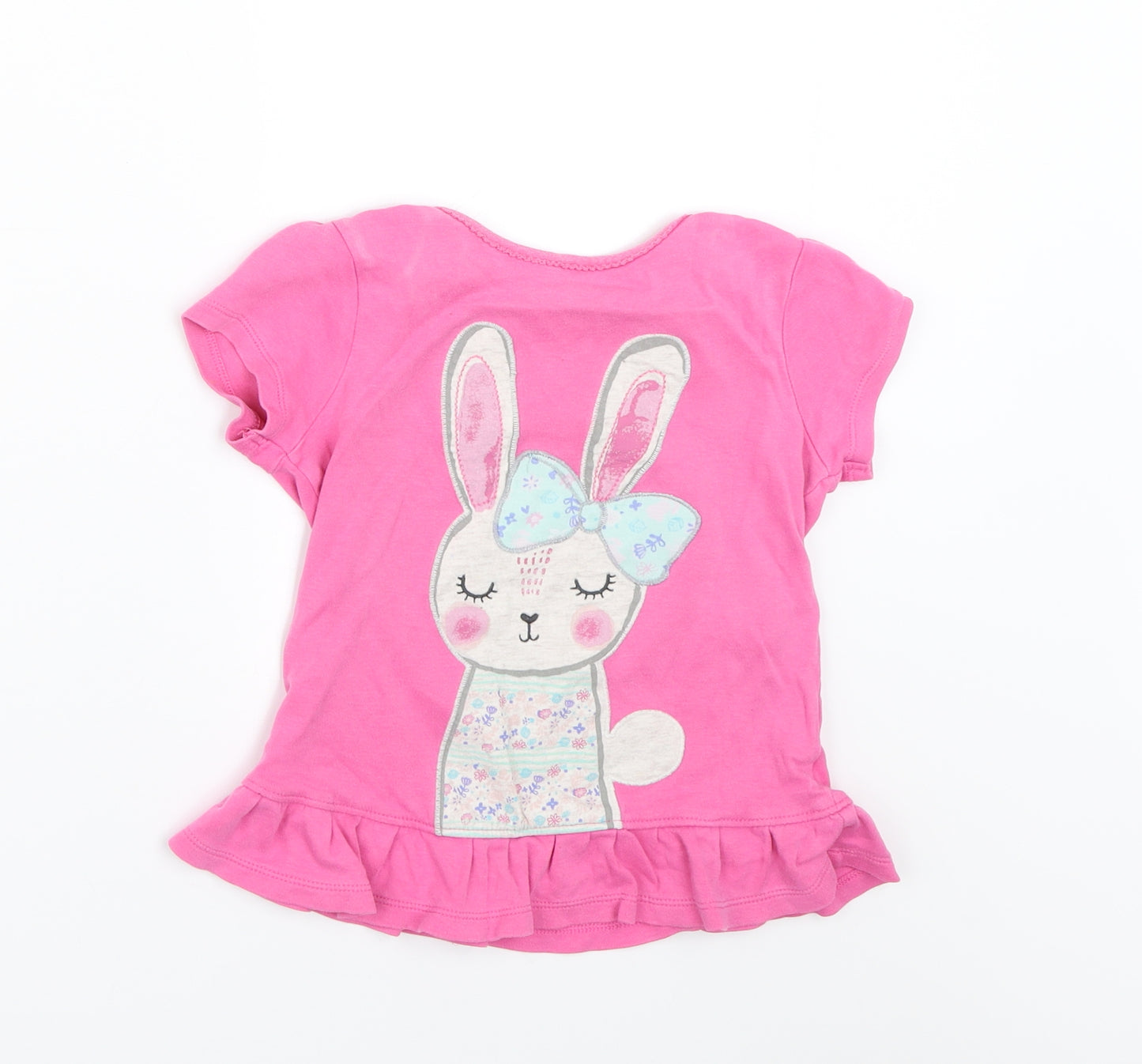 George Girls Pink   Basic T-Shirt Size 3-4 Years  - Bunny