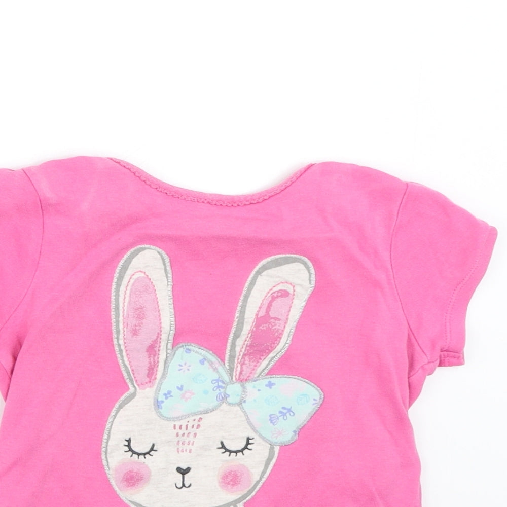 George Girls Pink   Basic T-Shirt Size 3-4 Years  - Bunny