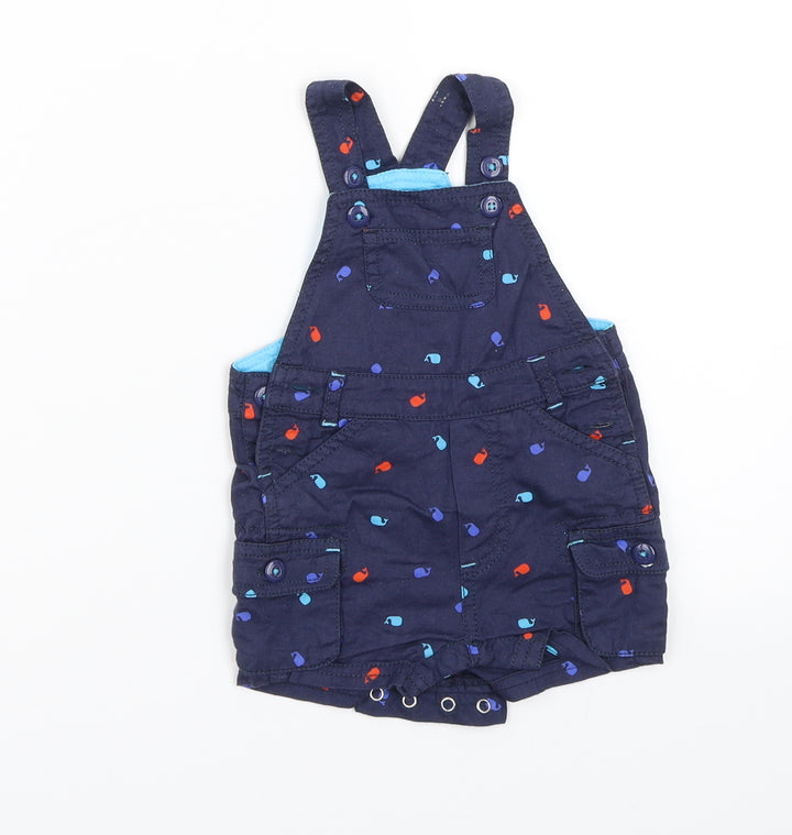 Mini Club Baby Blue Dungaree One-Piece Size 0-3 Months - Whales