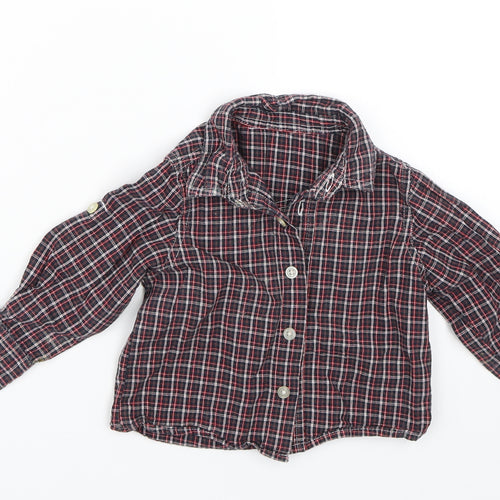 George Baby Black Plaid  Basic Button-Up Size 6-9 Months