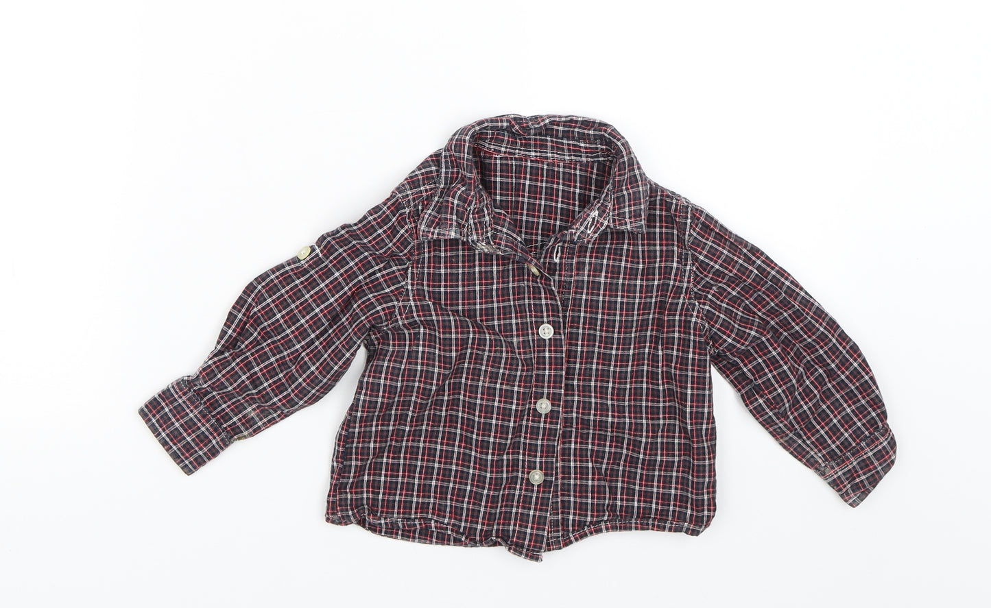 George Baby Black Plaid  Basic Button-Up Size 6-9 Months