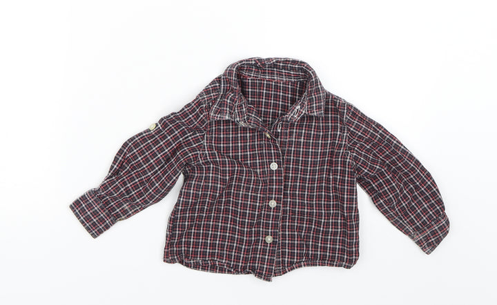 George Baby Black Plaid  Basic Button-Up Size 6-9 Months