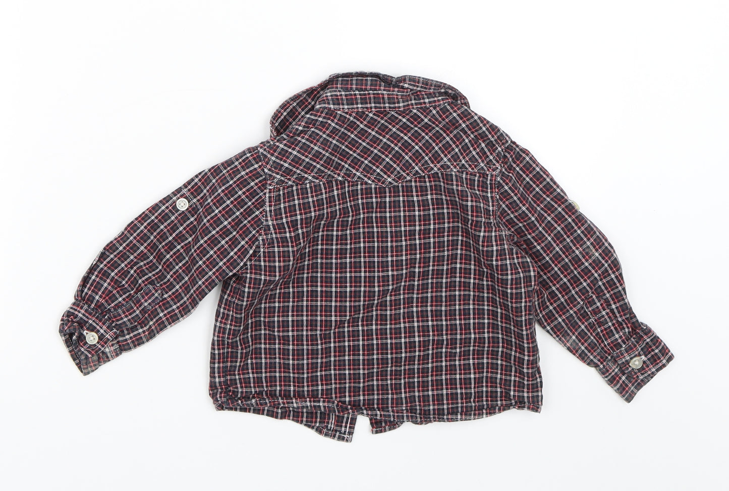 George Baby Black Plaid  Basic Button-Up Size 6-9 Months