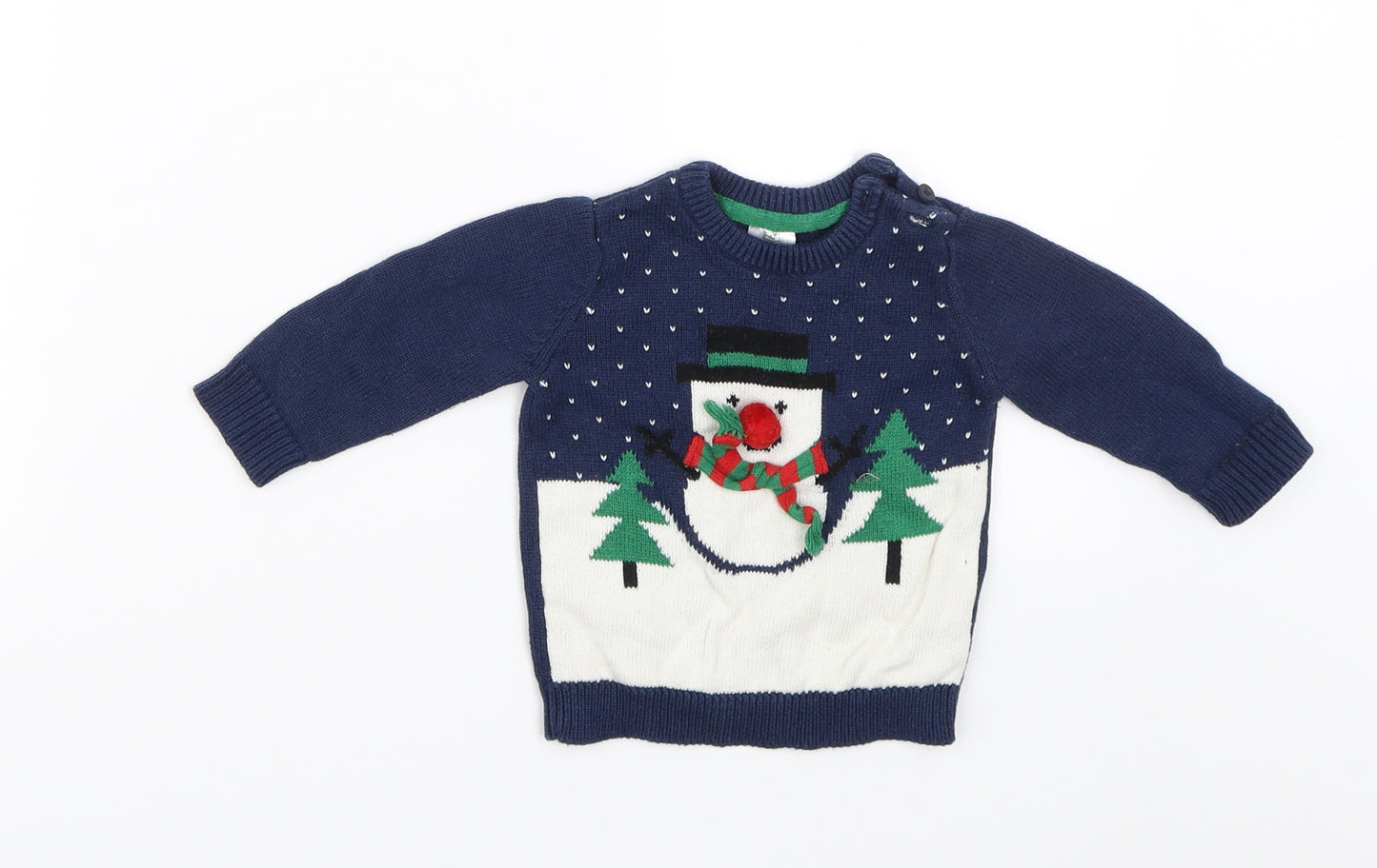 F&F Baby Blue   Pullover Jumper Size 3-6 Months  - Snowman Christmas