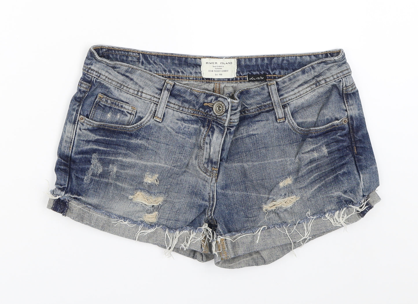 River Island Womens Blue  Denim Cut-Off Shorts Size 12