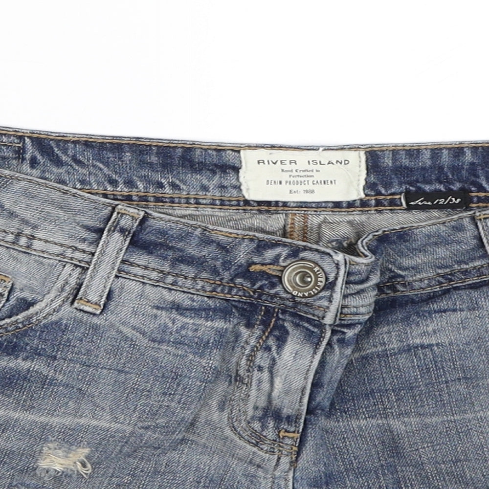 River Island Womens Blue  Denim Cut-Off Shorts Size 12