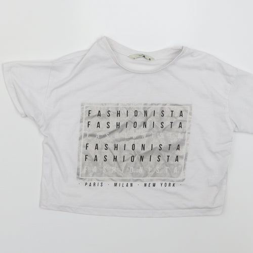 George Girls White   Basic T-Shirt Size 8-9 Years  - Fashionista