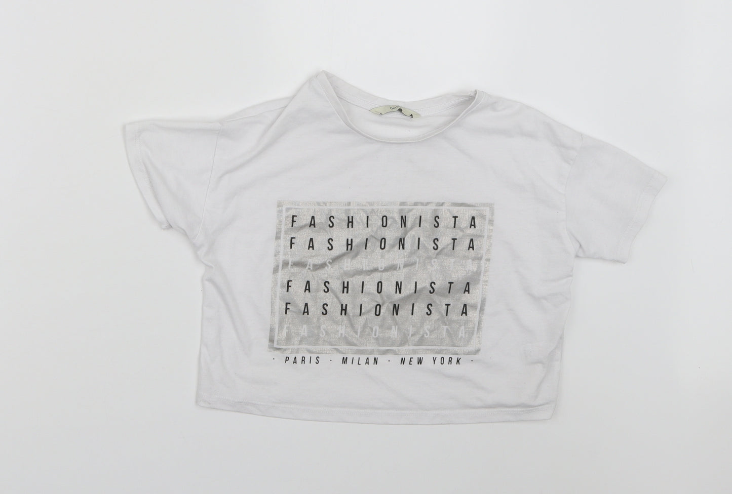 George Girls White   Basic T-Shirt Size 8-9 Years  - Fashionista