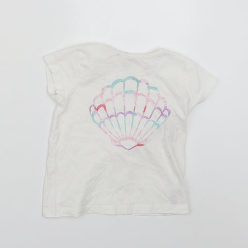 Primark Girls White   Basic T-Shirt Size 3-4 Years  - Seashell