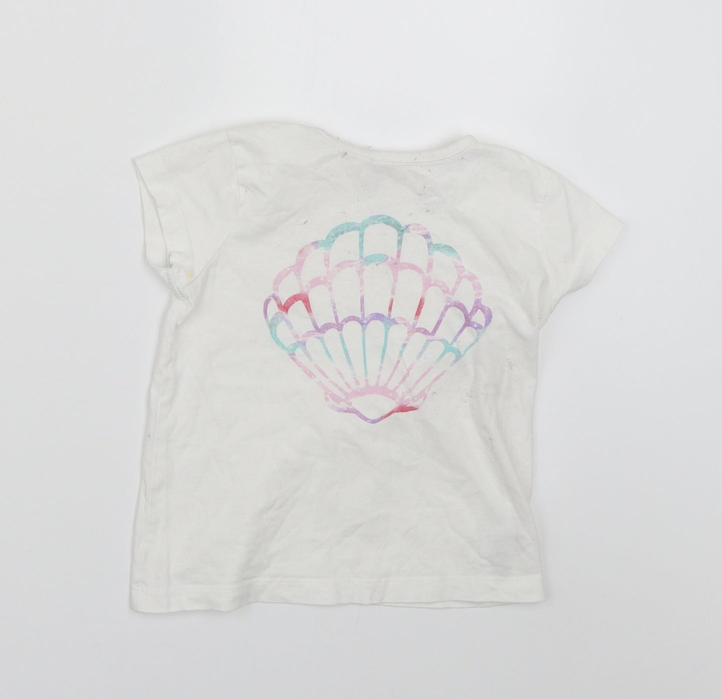 Primark Girls White   Basic T-Shirt Size 3-4 Years  - Seashell