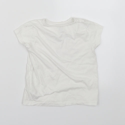 Primark Girls White   Basic T-Shirt Size 3-4 Years  - Seashell