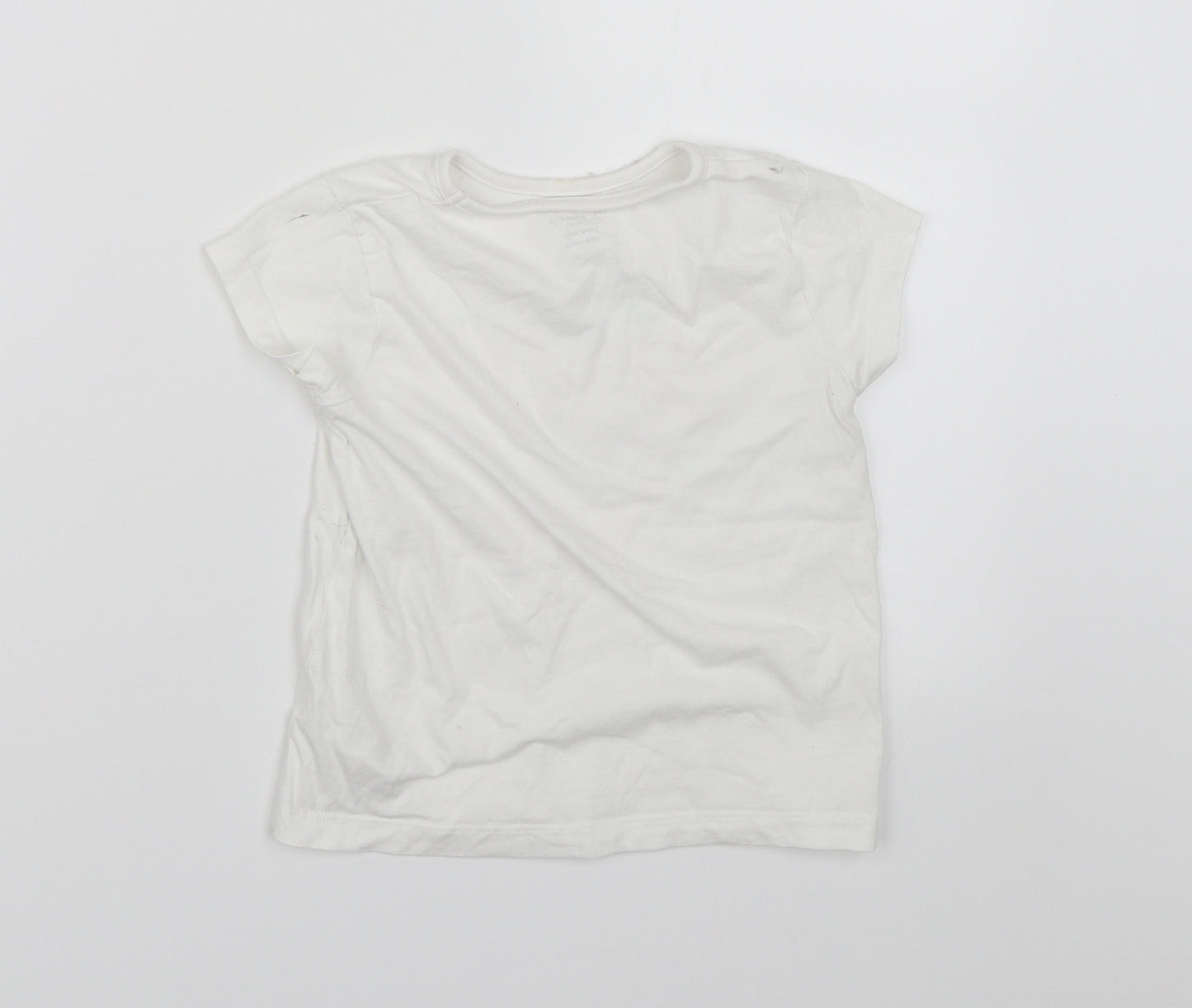 Primark Girls White   Basic T-Shirt Size 3-4 Years  - Seashell