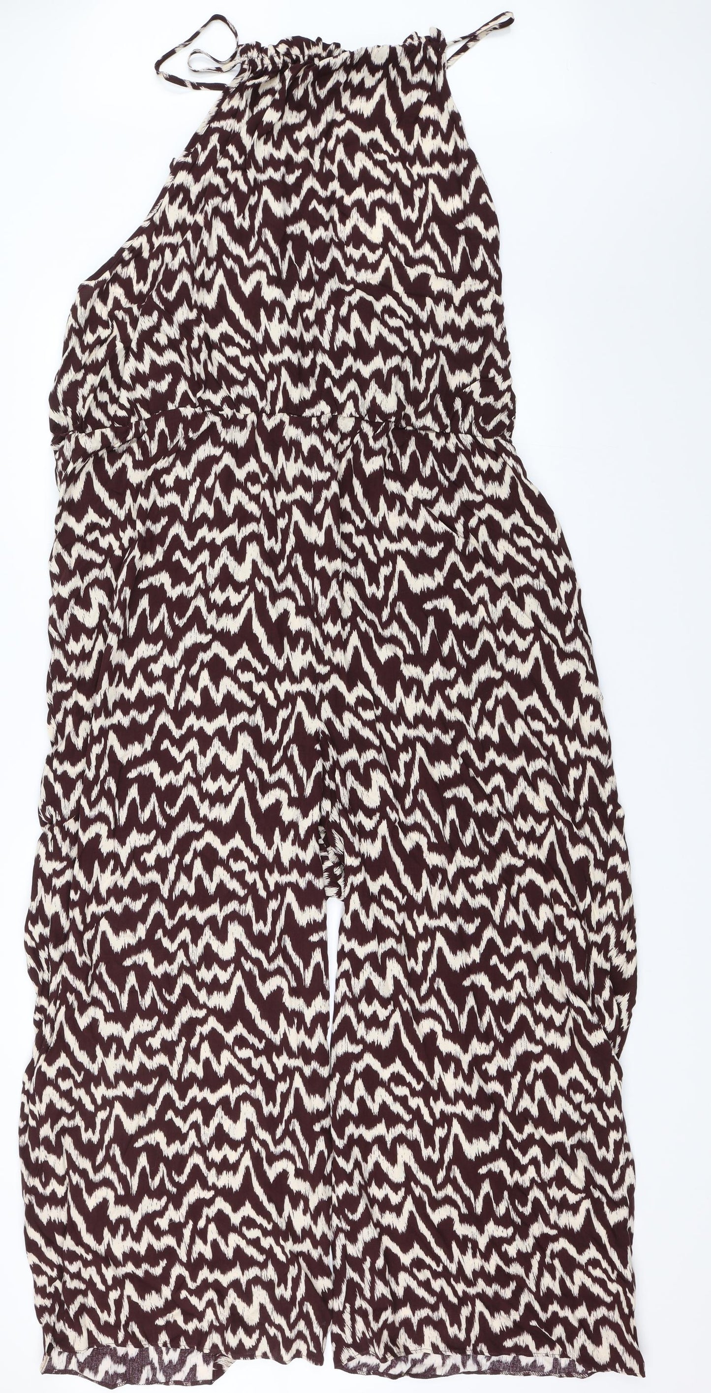 George Womens Brown Animal Print  Jumpsuit One-Piece Size 24