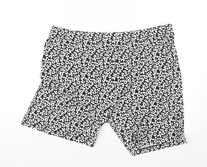 Preworn Womens Black Animal Print Sweat Shorts Size 38 in