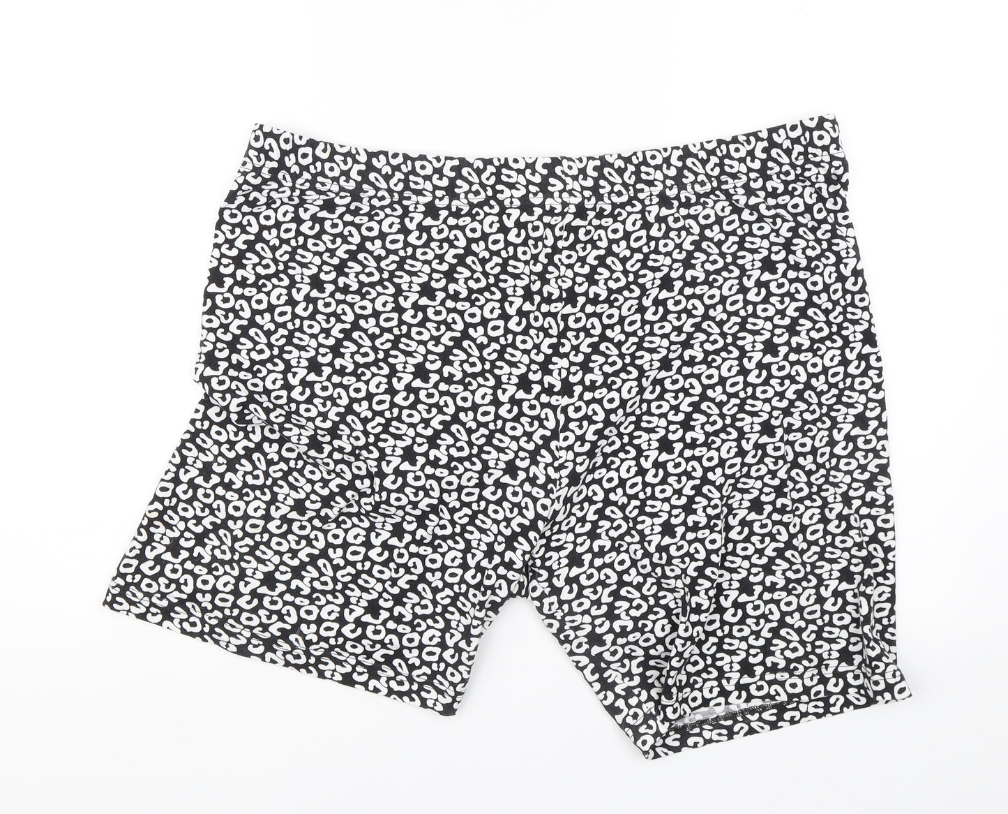 Preworn Womens Black Animal Print  Sweat Shorts Size 38 in
