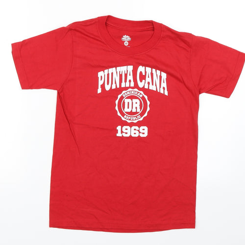Punta Cana Womens Red   Basic T-Shirt Size 12