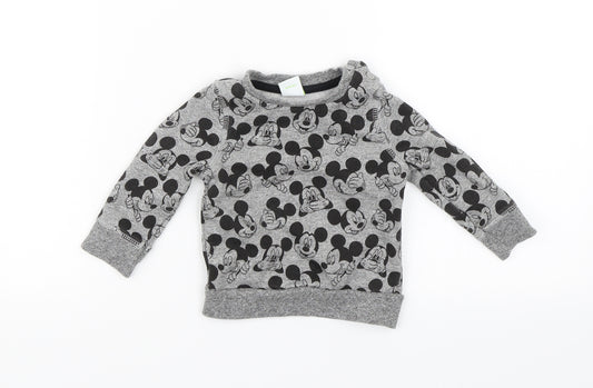 Front view of Disney Baby Grey jumper, size 3-6, Months - Mickey Mouse