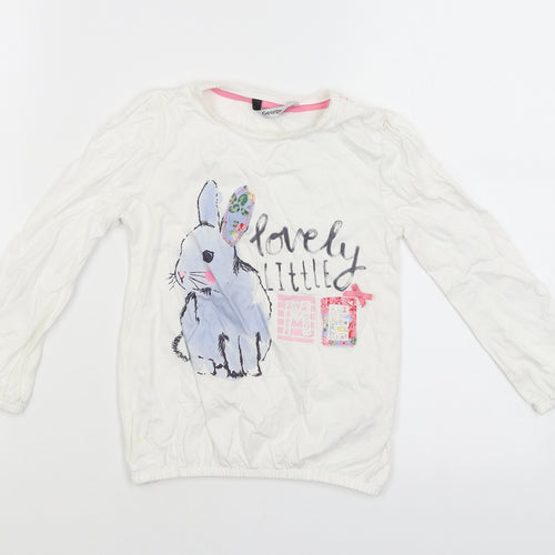 George Girls White   Pullover T-Shirt Size 4-5 Years